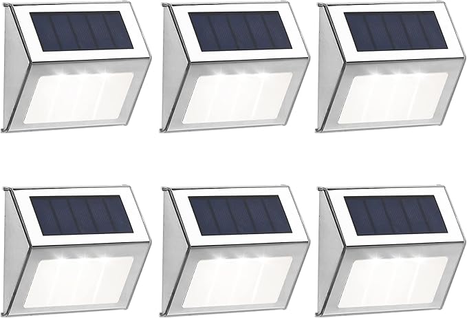 Solar Lights Outdoor Waterproof Deck Light, Solar Stair Lights Outside LED Step Lighting Stainless Steel for Paths | Lumora