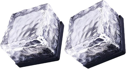 2pcs Solar Decorative Landscape Lights Colors Gradient Led Solar Bricks for Garden Pathway and Patio Easy to Install Outdoor Lighting