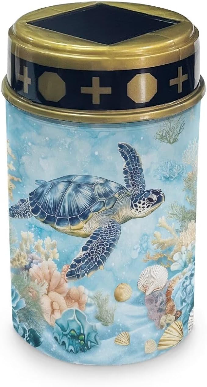 ZOUTAIRONG Blue Sea Turtle Design Solar Glass Light Garden Stake Lights Cemetery Decorations for Grave Outdoor Lamps Garden Lawn Yard Patio Decor Haunted House-1 Pack