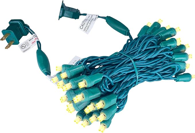 Christmas Lights 50 Warm White LED 17FT Mini LED String Lights, 120V UL, Green Wire Xmas Lights for Indoor & Outdoor Use, Holiday Party Decorations,Trees, Light Displays
