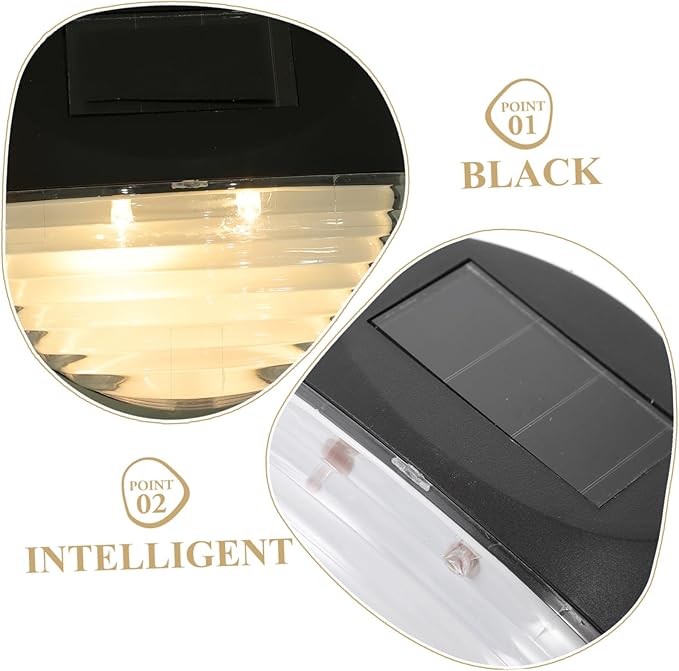 TEHAUX 4pcs Solar Garden Lights Led Outdoor Pathway Lights Solar Power Lamp for Stairs Fence Deck Landscape Motion Sensor