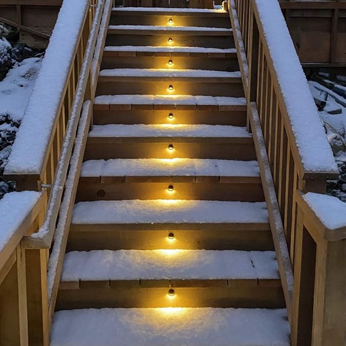 FVTLED Pack of 10 Warm White Low Voltage LED Deck Lights kit Φ1.38 Outdoor Garden Yard Decoration Lamp Recessed Landscape Pathway Step Stair Warm White LED Lighting, Black