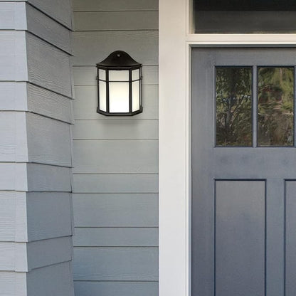 Maxxima Black Aluminum Outdoor LED Wall Pack Light - Featuring Automatic Dusk to Dawn Photocell Sensor, 1200 Lumens, 3000K Warm White, Decorative Sconce Lighting for Porch or Patio