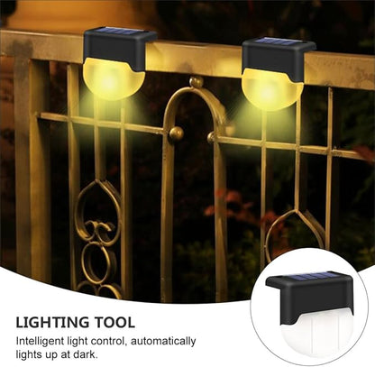 4pcs Solar Stair Lights Outdoor Pathway Light Waterproof Solar Step Lamp Warm White LED for Garden Patio Fence and Yard Staircase Lighting