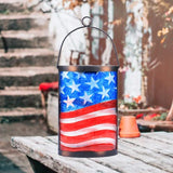 Hanging Solar Lantern Outdoor Decorative Waterproof LED Solar American Flag Lights Tabletop Lamp for Outdoor Patio | Lumora