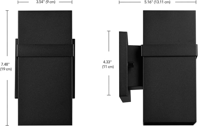 GLOBE Electric 60000180 9W LED Integrated Dusk to Dawn Outdoor Wall Sconce, Matte Black, 500 Lumens, 2700 Kelvin, 80 CRI