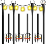 4 Pack 10Ft String Light Poles, Metal Poles with Fork for Outside Lights,Outdoor Metal Light Stand with Fence | Lumora