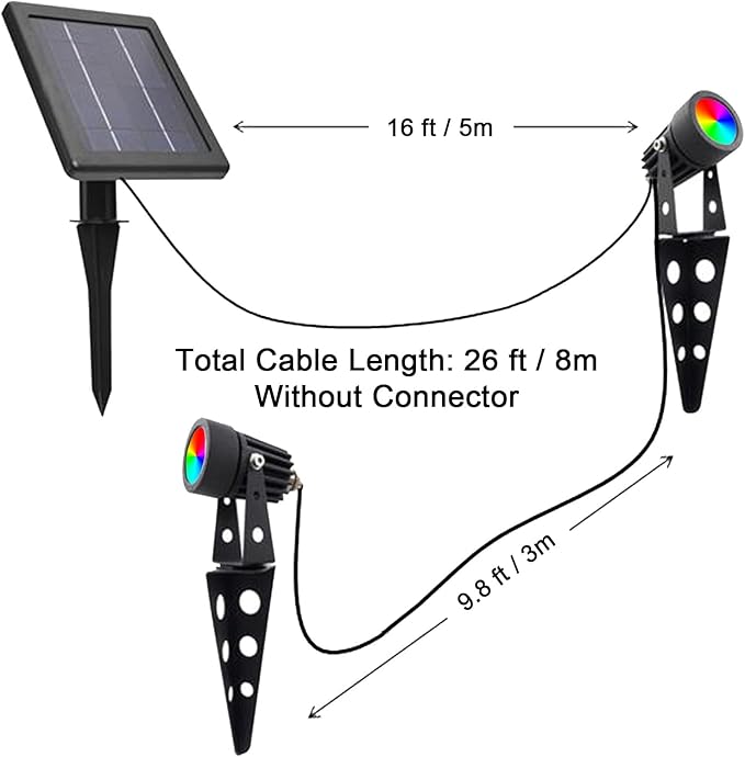 Mini 50X Twin Solar Spot Lights Outdoor Multi Color Changing RGB LED Spotlight Cast Aluminium for Outdoor Garden | Lumora