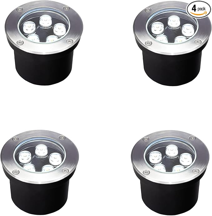 Outdoor Well Lights In Ground,Line Voltage 110V 120V,Diameter 4.72 inches,Outdoor Landscaping Lighting 5W,White | Lumora