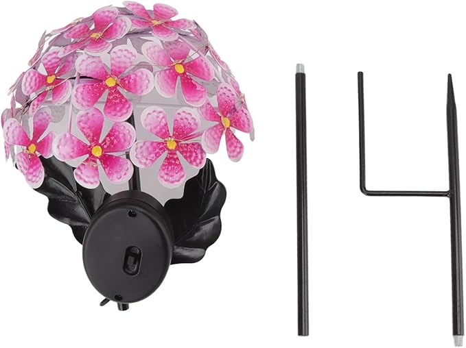 Solar Hydrangea Light, 26 LEDs Lifelike Iron Flower Stake Lamp for Garden Porch Lawn, Outdoor Solar Powered Hydrangea Decorative Lighting for Yard and Garden(Pink)