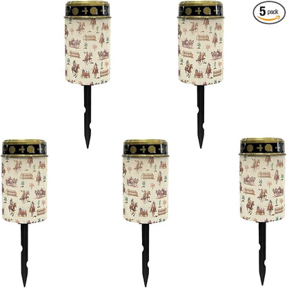Solar Lights Outdoor Garden Lights Waterproof Solar Pathway Lights Landscape Decorative Lighting for Yard Patio Home Western Cowboy Horse Solar Lantern Wall Lights Auto On/Off