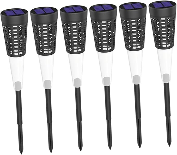 Kisangel Solar Garden Stake Lights 6pcs Waterproof Solar Powered Pathway Lamps for Outdoor Yard and Lawn Decoration with Warm and Colorful Light
