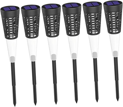 Kisangel Solar Garden Stake Lights 6pcs Waterproof Solar Powered Pathway Lamps for Outdoor Yard and Lawn Decoration with Warm and Colorful Light