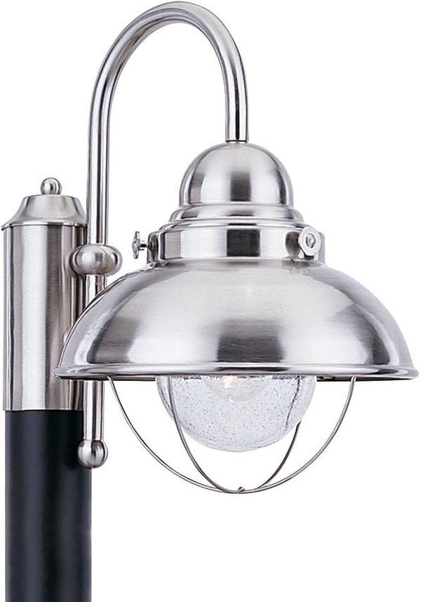 Generation Lighting 8269-98 Sebring Transitional One-Light Outdoor Post Lantern Outside Fixture, Brushed Stainless | Lumora