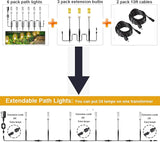 3 Pack Extension Path Lamps Landscape Path Lights, Connect 24 Lamps on One Adapter, IP65 Waterproof LED Path Lights | Lumora