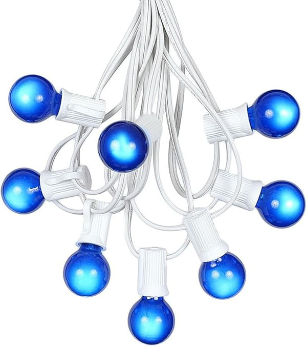 100 Foot G30 Outdoor Patio String Lights with 125 Blue Globe Bulbs – Indoor Outdoor String Lights – Market Bistro | Lumora