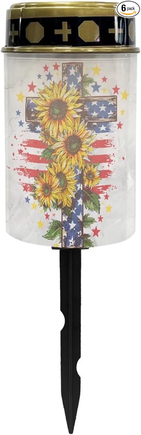 American Flag Solar Lights Outdoor Garden Lights Solar Memorial Lights for Graves Waterproof Auto On/Off Outdoor | Lumora