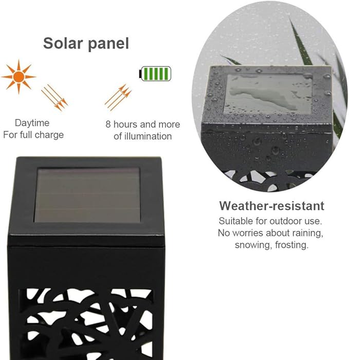2pcs Solar Lawn Lights Outdoor Garden Solar Pathway Lights Hollow Outdoor Stake Lamps with Warm White and Cool White LED for Yard Driveway Landscape Lighting
