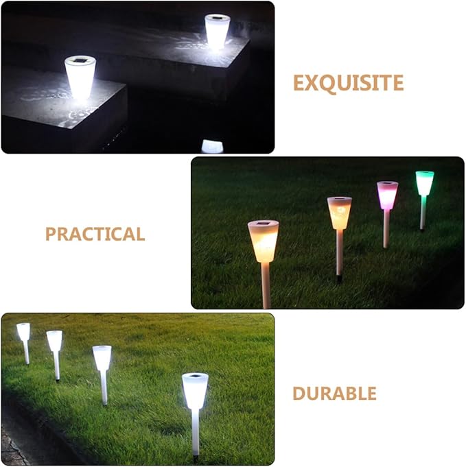 Solar-Powered Stake Lawn Lamp Outdoor Solar Pathway Light Adjustable Bright White and Colorful Modes Garden Yard Stake Lighting for Patio Random Color