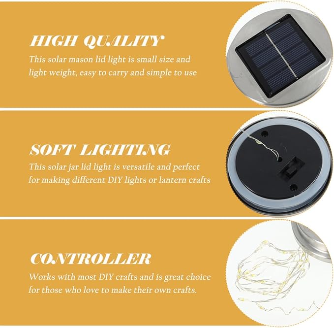 POPETPOP Solar Jar Lid Light Cover 3.54 Inch Solar Led Lid for DIY Hanging Lanterns Outdoor Garden Patio Yard Light Jar Cover