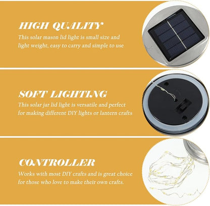 POPETPOP Solar Jar Lid Light Cover 3.54 Inch Solar Led Lid for DIY Hanging Lanterns Outdoor Garden Patio Yard Light Jar Cover