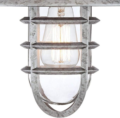 John Timberland Marlowe Rustic Industrial Farmhouse Outdoor Wall Light Fixture Galvanized Hooded Cage 13" Clear Glass for Exterior Barn Deck House Porch Yard Patio Outside Garage Front Door