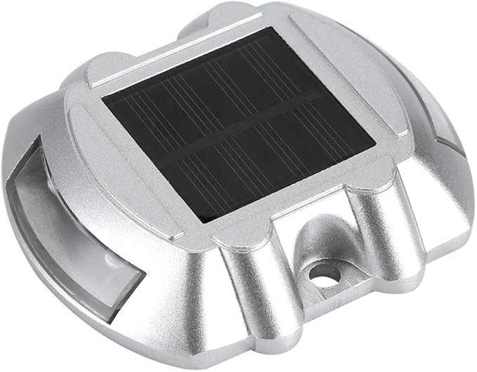 Solar Pathway Lights, 6 LED Outdoor Driveway Lights, Casting Aluminum Construction Solar with Design, Ideal for Road, Yard & Garden (White)