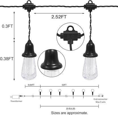 AWQ 60 FT Outdoor String Lights Commercial Grade Vintage Shatterproof Bulbs Weatherproof Patio String Lights for Wedding, Party, Holiday, Christmas, Birthday, Gathering Decoration (Multicolour)