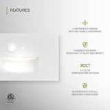 ASD LED Recessed Step Light Fixture, Dusk to Dawn Outdoor Tread Lighting | 3CCT, Motion Sensor, Photocell | Lumora