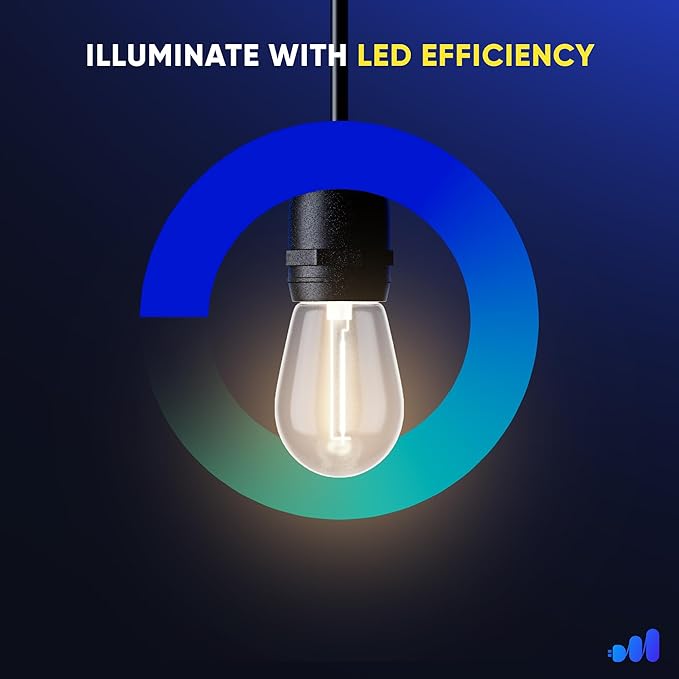 Maximm Outdoor String Lights Waterproof Shatterproof - LED Lights for Outside, with 10 Edison Plastic Bulbs Great | Lumora