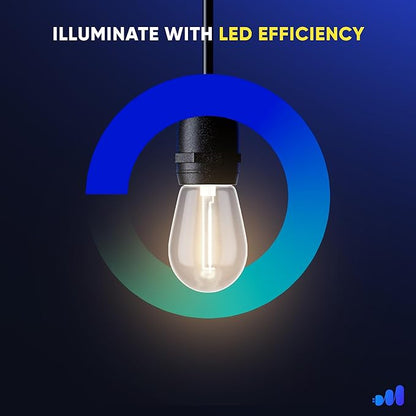 Maximm Outdoor String Lights Waterproof Shatterproof - LED Lights for Outside, with 10 Edison Plastic Bulbs Great for Patio, Home Decor, Outdoor Lights