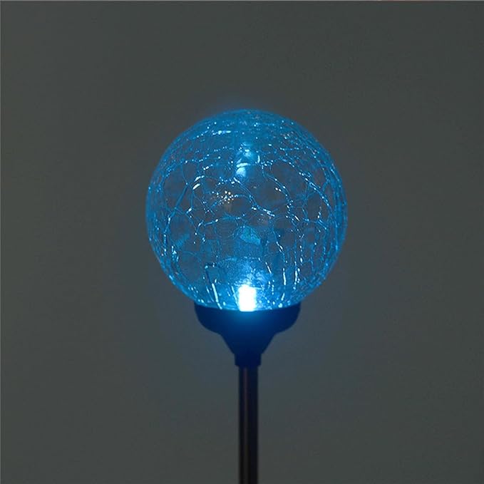Homoyoyo Solar Color-Changing LED Lawn Stake Lights, Solar Glass Globe Landscape Ground Plug Lamps for Garden and Yard Outdoor Path Lighting