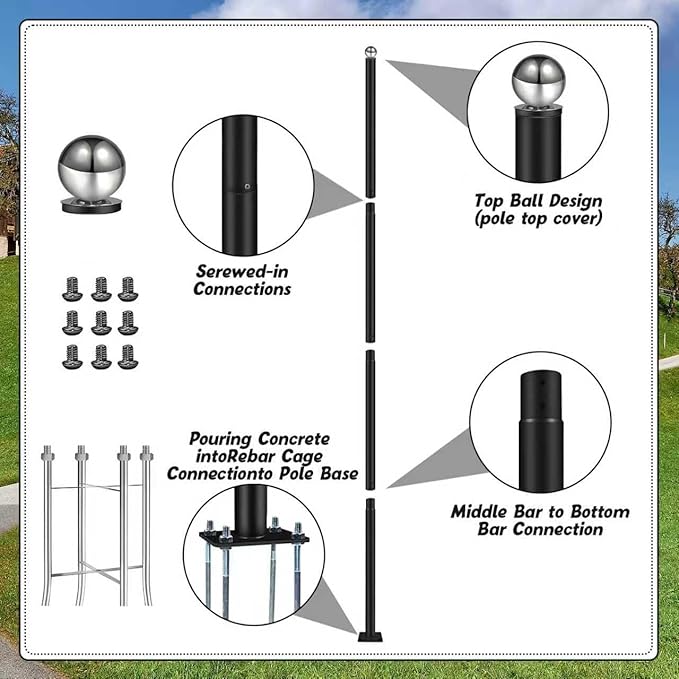13FT Outdoor Solar Street Light Pole, Heavy Duty Galvanized Steel Lamp Post with Rebar Base, Waterproof for | Lumora