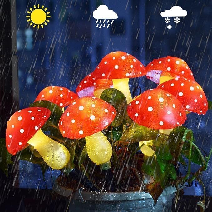 Generic Mushroom Solar Lights Outdoor, Waterproof Mushroom Landscape Lights 8 Lighting Modes Mushroom Garden Fairy | Lumora