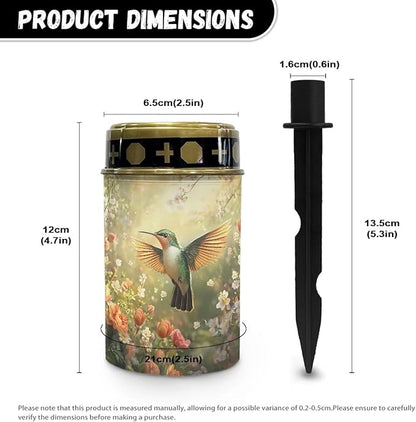 Hummingbird Flower Cemetery Solar Lights Solar Powered Garden Stake Lights Decorative Lights for Cemetery Grave Yard Patio Outdoor Decoration Memorial Gifts