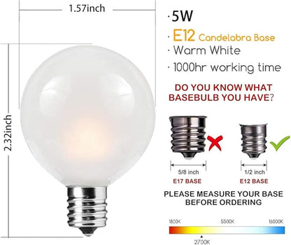 SUNSGNE 25Ft Outdoor Patio String Lights G40 with 27 Frosted White Globe Bulbs, Waterproof Connectable Hanging String Lights for Backyard Porch Balcony Party Christmas Decor, 5 Watt, Black Wire