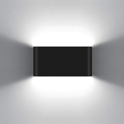 Kawell 12W Waterproof Modern Wall Sconce LED Wall Light Up Down Aluminum Wall Lamp LED Indoor Outdoor for Bathroom Living Room Bedroom Hallway Lounge Porch Corridor, Black 6000K