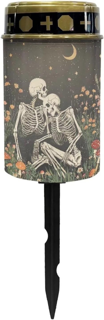 Skeleton Starry Night Cemetery Solar Lights Memorial Solar Lights Waterproof Grave Decorations Gifts for Cemetery Home Outdoors Lawn Outdoor Yard Patio
