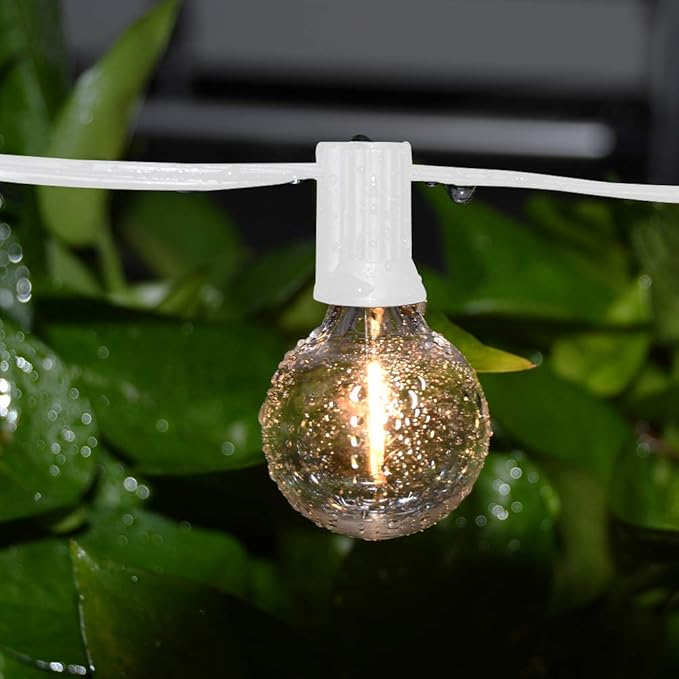 50Ft LED Outdoor String Lights with 22 G40 LED Shatterproof Globe Bulbs(2 Spare), Connectable Hanging Outdoor Patio Lights for Backyard Garden Porch Party Decorations, White