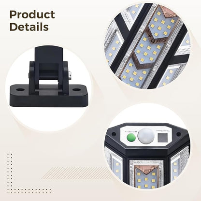 Solar Motion Sensor Path Light for Driveway, Fence, and Patio - Waterproof Hexagonal Outdoor Garden Lamp with 3 Lighting Modes and Remote Control
