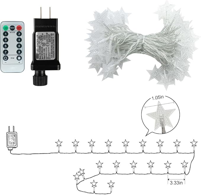 150 LED Color Changing Star String Lights - 65.6ft with Remote, 11 Modes, IP44 Waterproof, Linkable Plug in Lights | Lumora