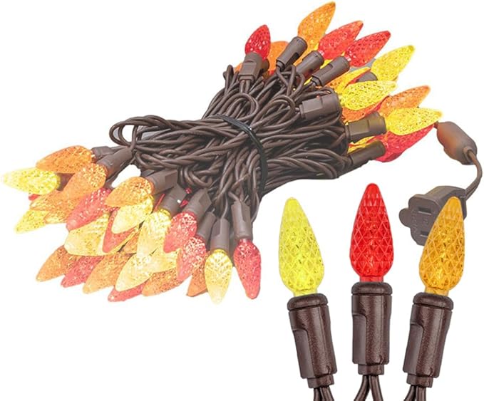 Novelty Lights 24FT 70 LED C6 LED Thanksgiving String Lights, Outdoor Christmas Tree Commercial Grade LED String | Lumora