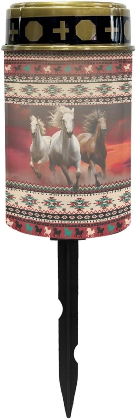 Western Aztec Horse Solar Pathway Lights Outdoor Waterproof Warm Lights Solar Stake Lights LED Solar Garden Lights Decorative for Yard Patio Driveway Flameless Landscape Lighting