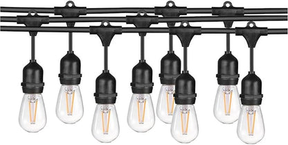 Diodesy- 48Ft Outdoor String Lights with S14 LED Shatterproof Edison Bulb & 15 Hanging Socket Commercial Grade E26 Medium Base 22.5W 2250 Lumens 2700K Warm White- Waterproof for Patio Garden Backyard