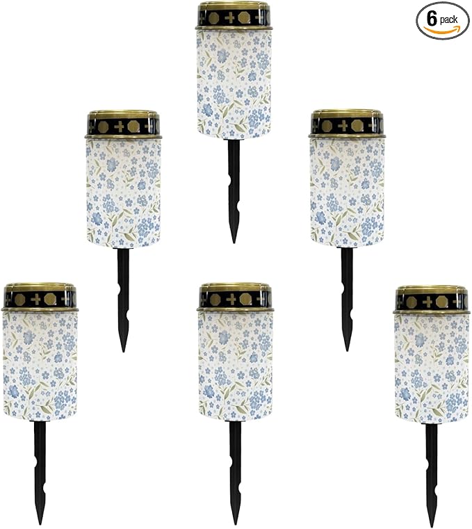 Blue Floral Solar Garden Stake Lights Outdoor Pathway Lights Landscape Lighting LED Solar Lantern,Solar Powered Fairy Lights for Outside Warm White Stoplight,Wall Lights Auto On/Off