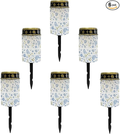 Blue Floral Solar Garden Stake Lights Outdoor Pathway Lights Landscape Lighting LED Solar Lantern,Solar Powered Fairy Lights for Outside Warm White Stoplight,Wall Lights Auto On/Off