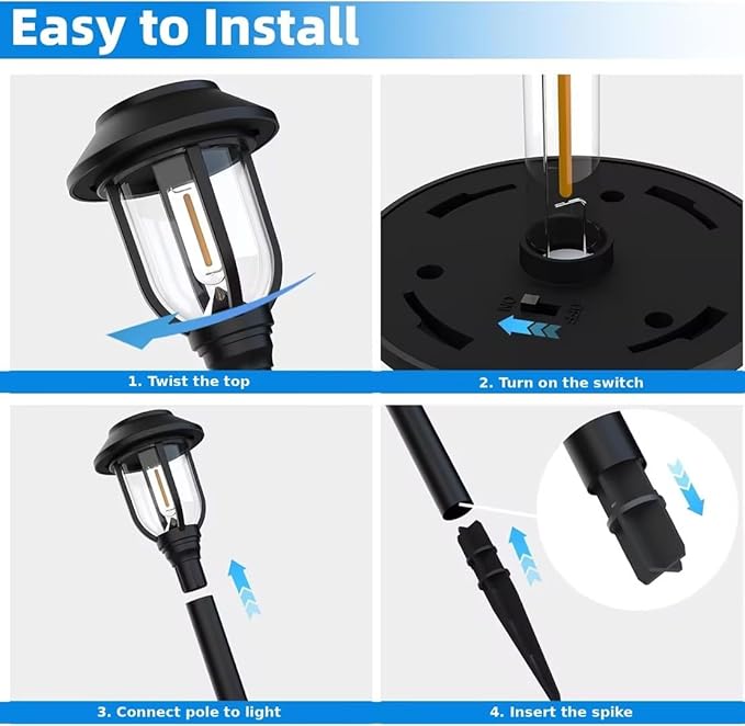 12 Pack Solar Lights Outdoor, Bright 6000K Cool White Solar Pathway Lights Waterproof Auto On/Off Powered,Landscape | Lumora