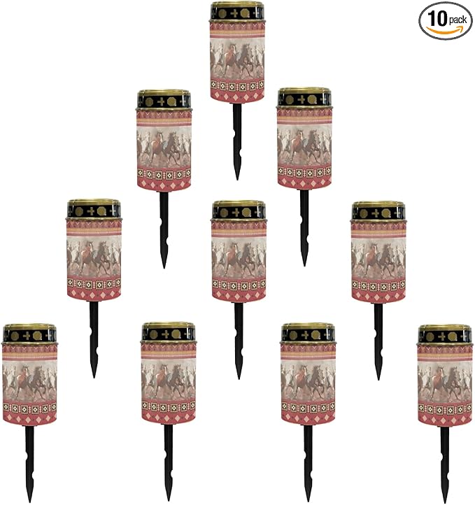 Western Aztec Horse Outdoor Garden Lights,Solar Stake Light with Horse Decorative Lights,Flameless LED Solar Lights for Yard Patio Spotlights Decorations,Garden Gift,Red