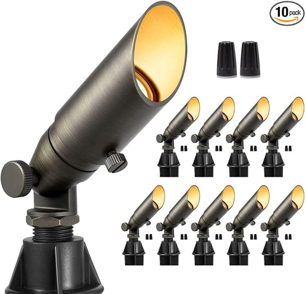 Gardenreet Low Voltage Spotlight - Low Lumen Outdoor Light Fixture 12V AC/DC Hardwired, Brass Landscape Lights LED | Lumora