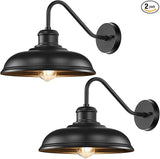 17.25” Outdoor Wall Light Fixtures 2-Pack, Farmhouse Black Barn Lights, Gooseneck Exterior Lighting Fixtures Wall | Lumora